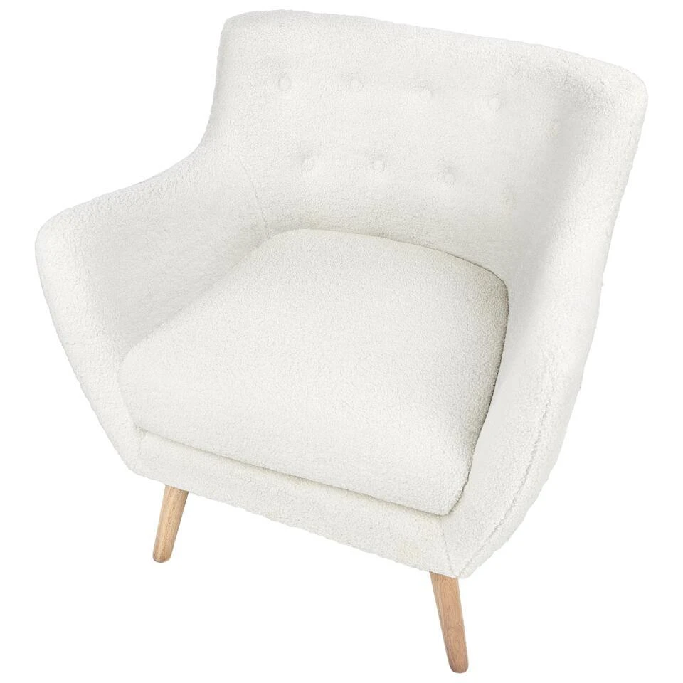 DRAMMEN - Chesterfield Fauteuil - Wit - Bouclé 7 DRAMMEN - Chesterfield Fauteuil - Wit - Bouclé - Afbeelding 7