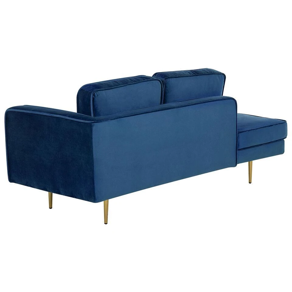 MIRAMAS - Chaise Longue - Blauw - Rechterzijde - Fluweel 5 MIRAMAS - Chaise Longue - Blauw - Rechterzijde - Fluweel - Afbeelding 5