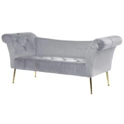 NANTILLY - Chaise Longue - Grijs - Symmetrisch - Fluweel -Leenbakker Winkel 39a8218ce0dd4bb1b821981fcaed9e9e