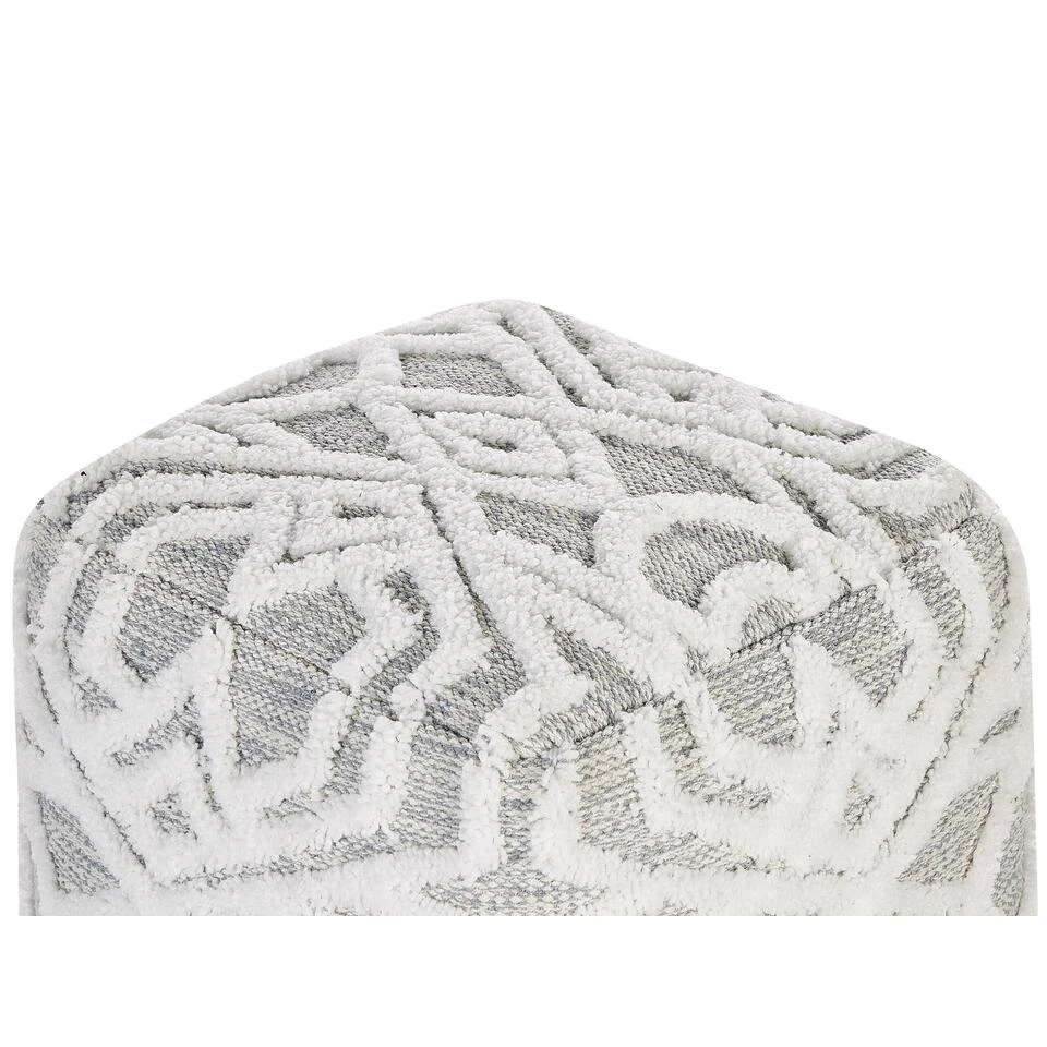 Beliani Poef BHILWARA - Wit Katoen 4 Beliani Poef BHILWARA - Wit Katoen - Afbeelding 4