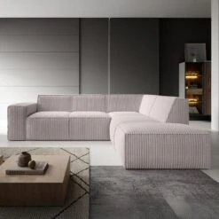 Meubella - Hoekbank Monet - Beige - Fluffy Ribstof - Rechts -Leenbakker Winkel 3e49cc32fcbc4f308cb00281efce5dc5