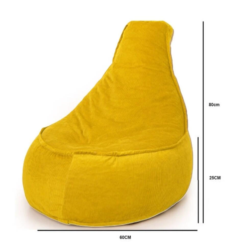 Parya Stoel Zitzak Ribstof - Zitzakfauteuil - Woonkamerzitzak – Geel 3 Parya Stoel Zitzak Ribstof - Zitzakfauteuil - Woonkamerzitzak – Geel - Afbeelding 3