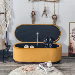 Bank Met Opbergruimte En Mosterdgeel Fluweel -Leenbakker Winkel 4424da714ef3455aa9a5a99871c09032