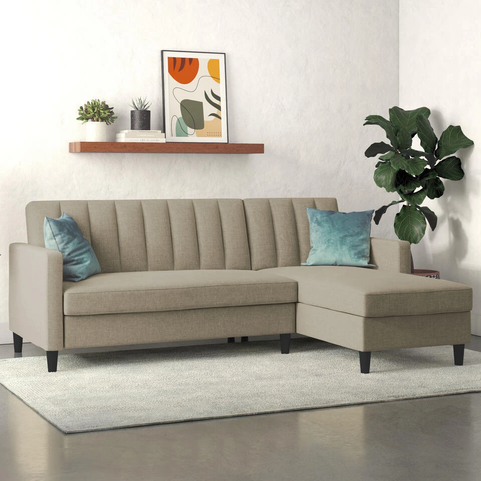 Celine - 3-zits Hoekslaapbank In Cappuccino Stof 2 Celine - 3-zits Hoekslaapbank In Cappuccino Stof - Afbeelding 2