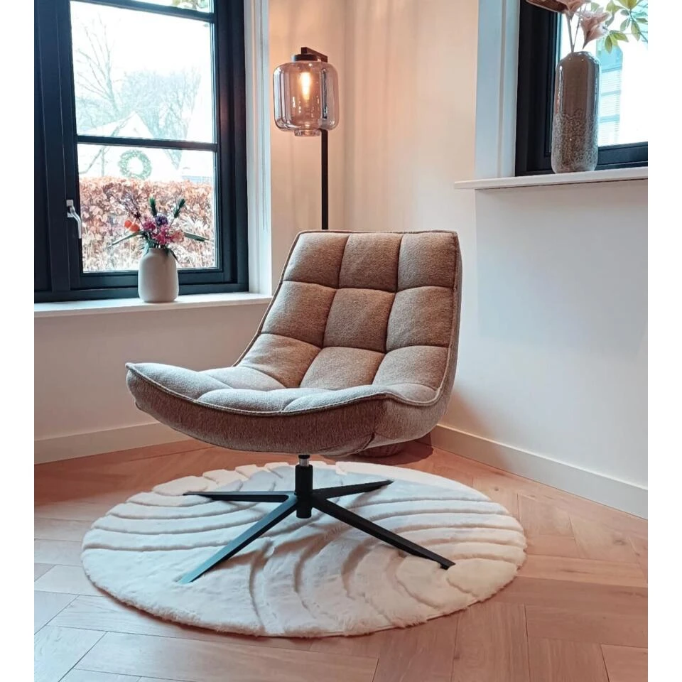 Draaifauteuil Stof/Textiel - Taupe - 86x74x84cm - Mattis 8 Draaifauteuil Stof/Textiel - Taupe - 86x74x84cm - Mattis - Afbeelding 8