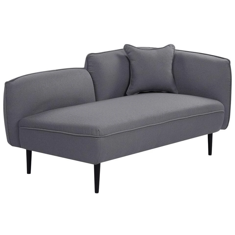 CHEVANNES - Chaise Longue - Donkergrijs - Bouclé 5 CHEVANNES - Chaise Longue - Donkergrijs - Bouclé - Afbeelding 5