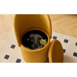 Poef Met Rugleuning En Opbergruimte In Geel Fluweel. -Leenbakker Winkel 4d97aa7c9ce04f2cab5d1396cfb64553