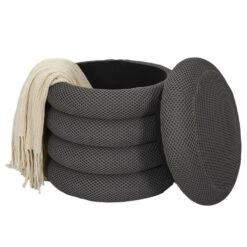 Home Deco Factory Poef/krukje - Boucle - Grijs - D37 X H44 Cm -Leenbakker Winkel 4f8c498f240a497985ddd7f39b9f8ec5