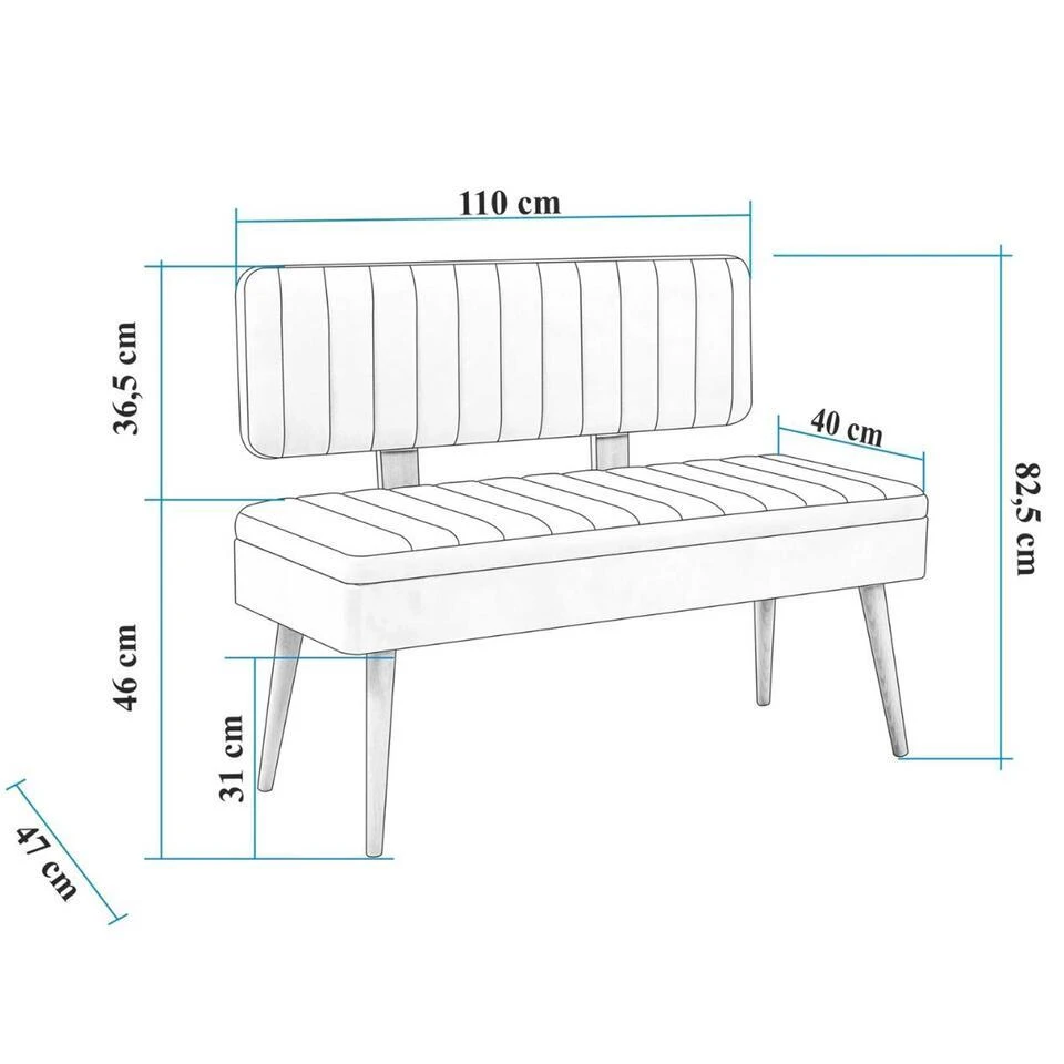 Eetkamerbank Vina - 110x40x82cm - Den/groen 3 Eetkamerbank Vina - 110x40x82cm - Den/groen - Afbeelding 3