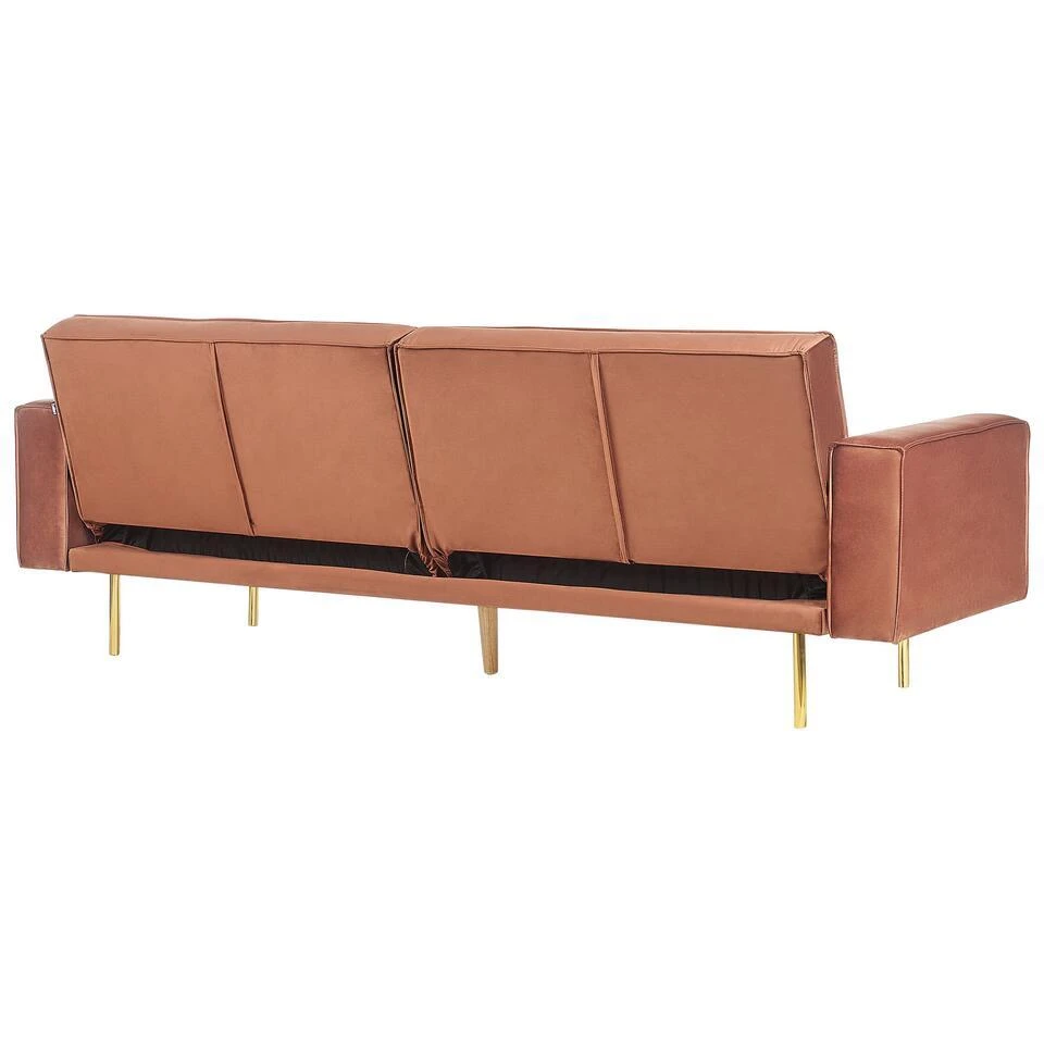 VISNES - Slaapbank 3-zits - Goudbruin - Fluweel 6 VISNES - Slaapbank 3-zits - Goudbruin - Fluweel - Afbeelding 6