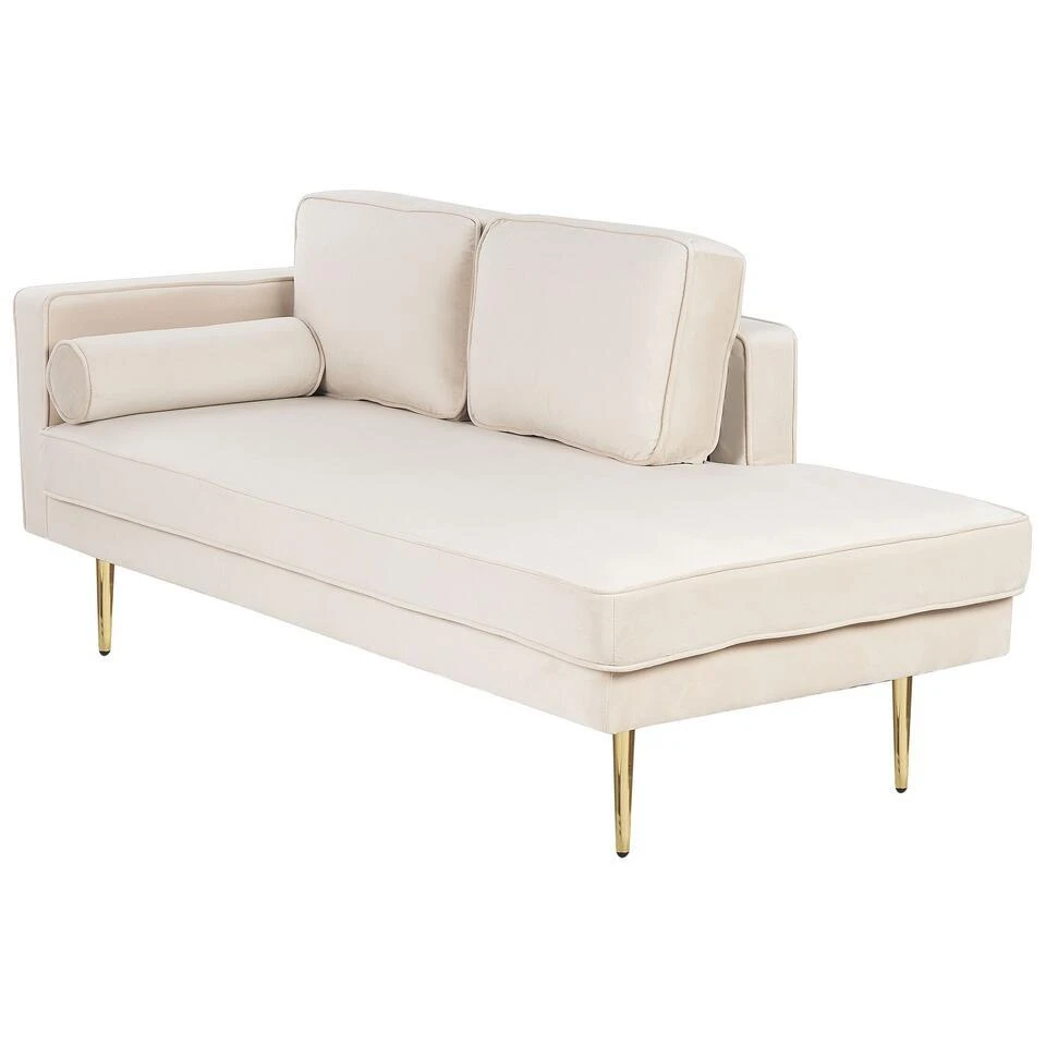 MIRAMAS - Chaise Longue - Beige - Linkerzijde - Fluweel 4 MIRAMAS - Chaise Longue - Beige - Linkerzijde - Fluweel - Afbeelding 4