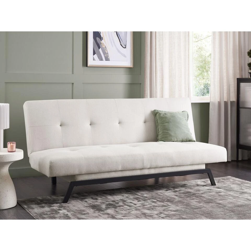 LEEDS - Slaapbank 3-zits - Wit - Polyester 2 LEEDS - Slaapbank 3-zits - Wit - Polyester - Afbeelding 2