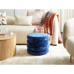 Beliani Poef BREWTON - Blauw Fluweel -Leenbakker Winkel 5b3781ab9a0040b5bd1a43bee5fb1278