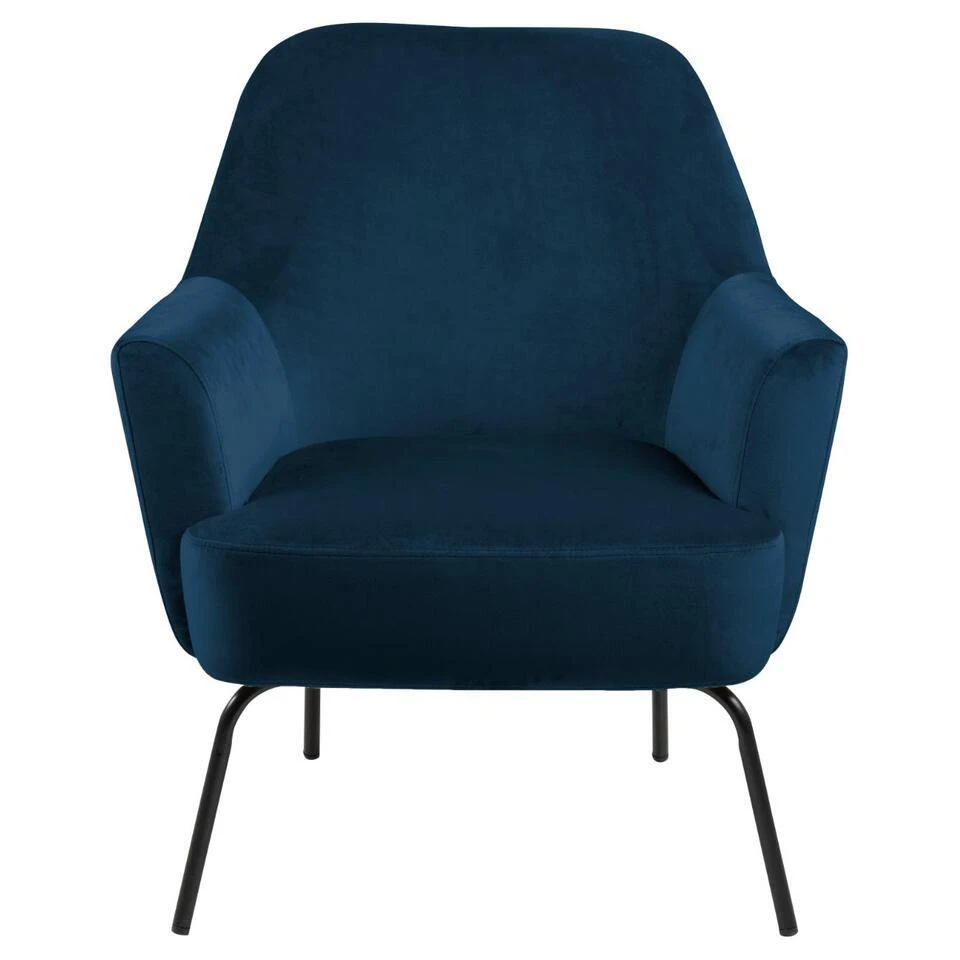 Fauteuil Blauw Stof - 75x75x83cm - Naven 3 Fauteuil Blauw Stof - 75x75x83cm - Naven - Afbeelding 3