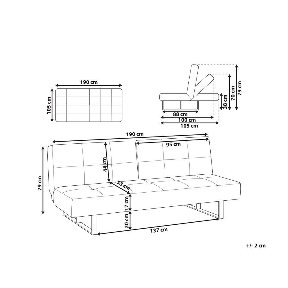 DUBLIN - Slaapbank 3-zits - Groen - Polyester 3 DUBLIN - Slaapbank 3-zits - Groen - Polyester - Afbeelding 3