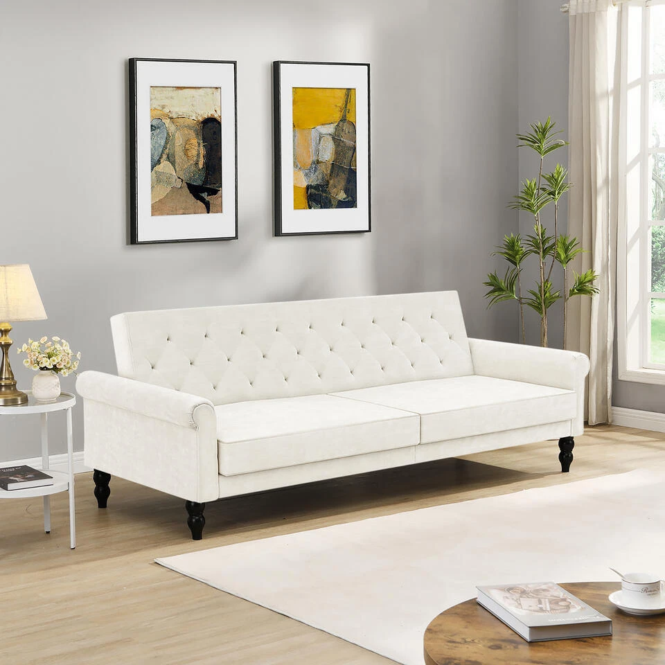 Tyne - 3-zits Slaapbank In Crèmekleurige Fluwell 5 Tyne - 3-zits Slaapbank In Crèmekleurige Fluwell - Afbeelding 5