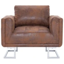 VidaXL Fauteuil Kubus Kunstsuède Bruin -Leenbakker Winkel 5fc4306bde3a4f07b924742fc8335140
