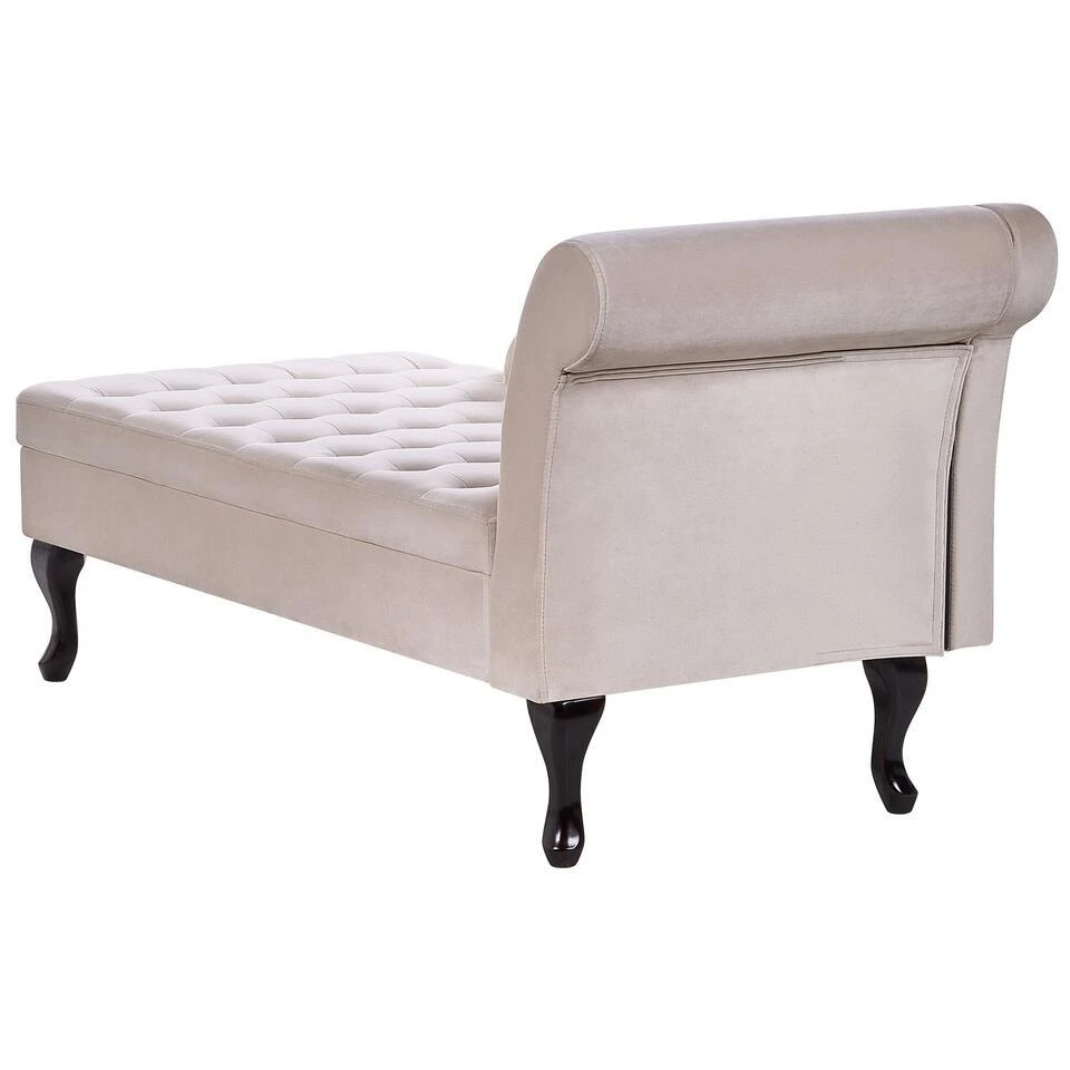 PESSAC - Chaise Longue - Beige - Rechterzijde - Fluweel 8 PESSAC - Chaise Longue - Beige - Rechterzijde - Fluweel - Afbeelding 8