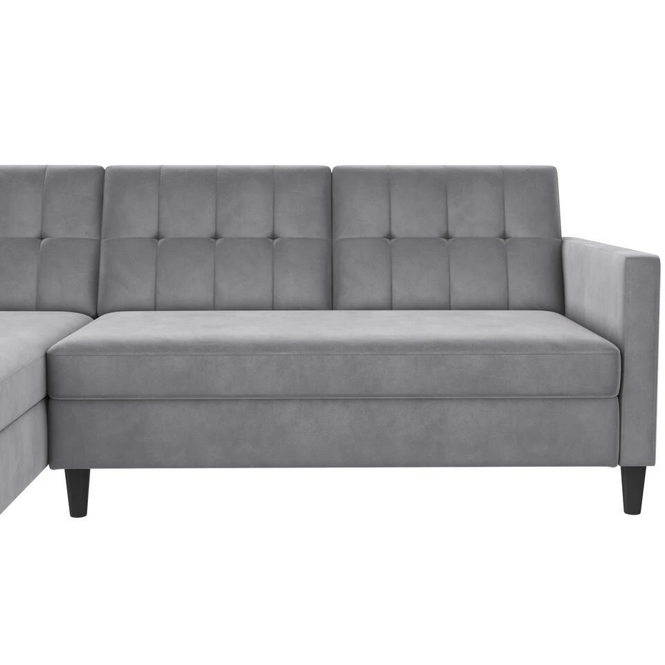 Hartford - 3-zits Slaapbank In Grijs Fluweel 4 Hartford - 3-zits Slaapbank In Grijs Fluweel - Afbeelding 4