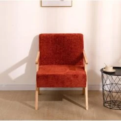 Fauteuil Van Massief Hout En Stof Terracotta -Leenbakker Winkel 63cc6e1db7f24ff4978a57f7e4d7dbe9