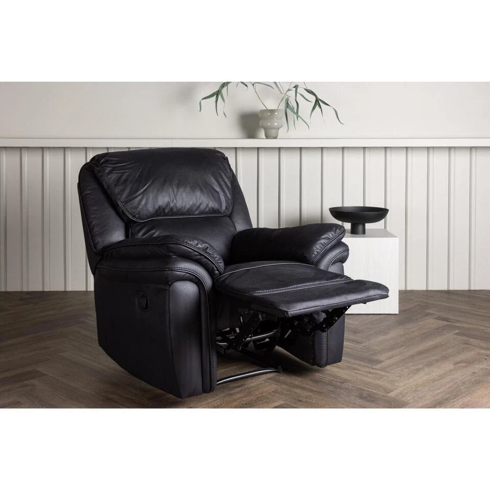 Svea - Kazo Verstelbare Fauteuil - Lederlook - Zwart 2 Svea - Kazo Verstelbare Fauteuil - Lederlook - Zwart - Afbeelding 2