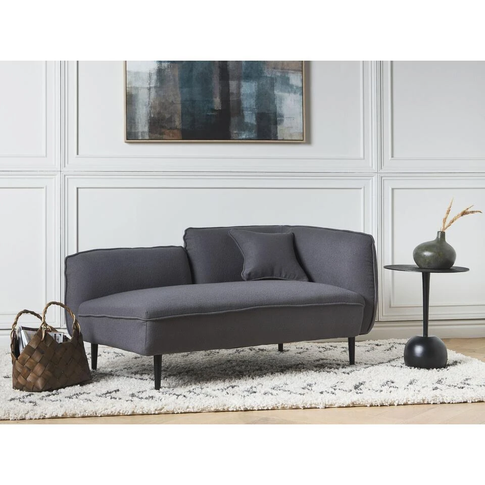 CHEVANNES - Chaise Longue - Donkergrijs - Bouclé 2 CHEVANNES - Chaise Longue - Donkergrijs - Bouclé - Afbeelding 2