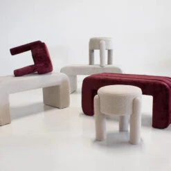 Poef Burgundy Stof - 44x44x42cm - Yara -Leenbakker Winkel 69c8f80622e34ca68985b25f9fef2f08