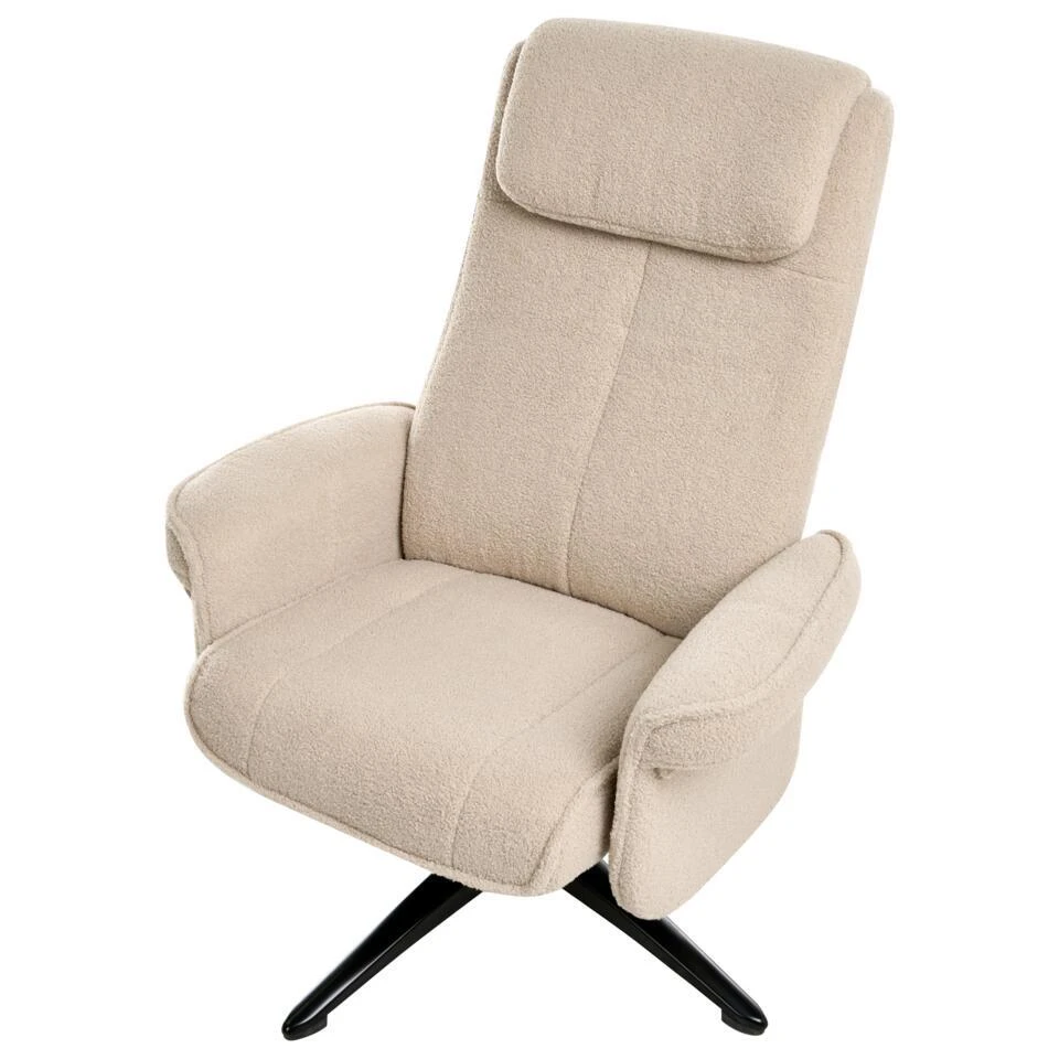 GERAS - Relaxfauteuil Met Voetenbank - Beige - Bouclé 10 GERAS - Relaxfauteuil Met Voetenbank - Beige - Bouclé - Afbeelding 10