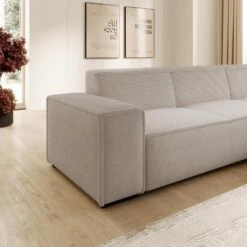 Meubella - Hoekbank Cardiff - Beige - Ribstof - Rechts -Leenbakker Winkel 6cbc5d8bb0ba47298393ee7609046f94