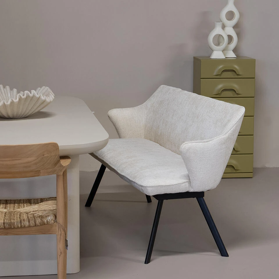 Eetkamerbank Rechthoek - Beige Stof - 160x60x88cm - Taylor 2 Eetkamerbank Rechthoek - Beige Stof - 160x60x88cm - Taylor - Afbeelding 2