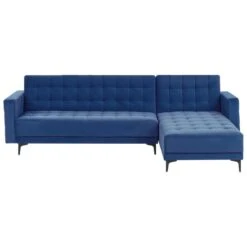 ABERDEEN - Slaapbank Met Ottomaan - Blauw - Linkszijdig - Fluweel -Leenbakker Winkel 6f64739a8eae4ffca5f7a60bcaf5480e