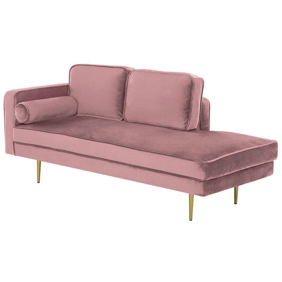 MIRAMAS - Chaise Longue - Roze - Linkerzijde - Fluweel 4 MIRAMAS - Chaise Longue - Roze - Linkerzijde - Fluweel - Afbeelding 4