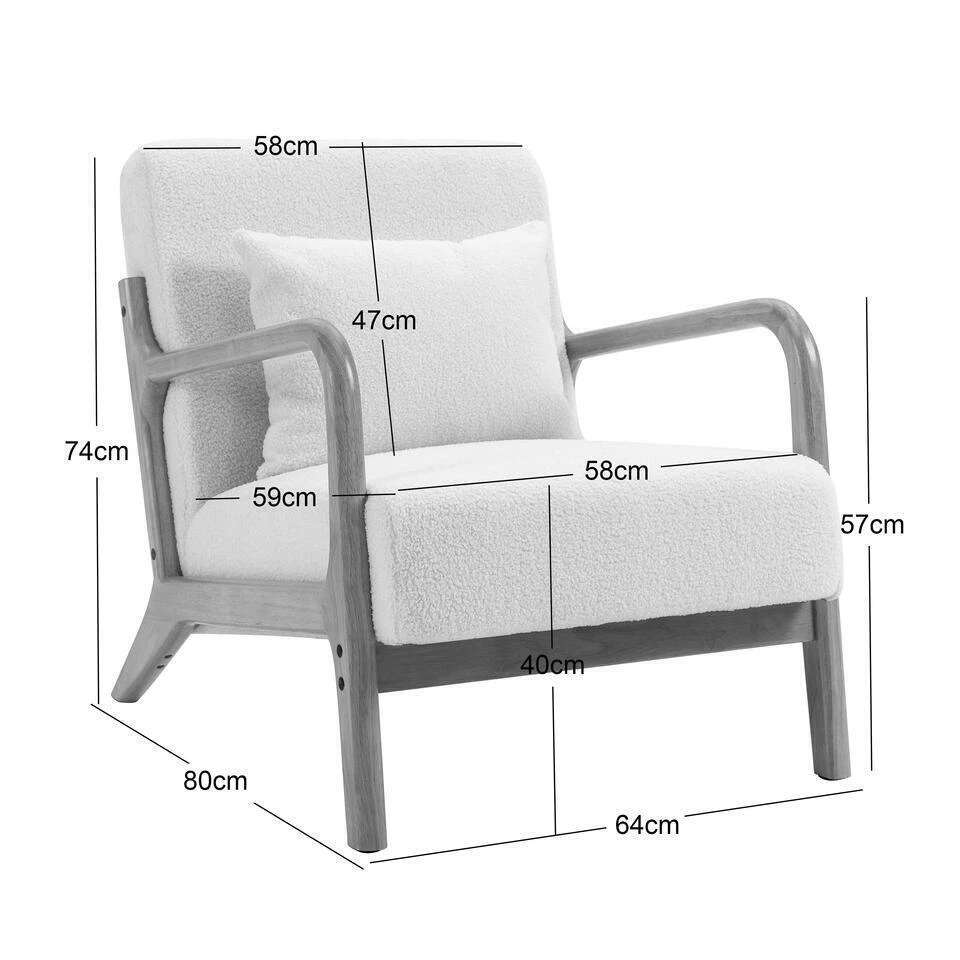 Fauteuil Van Massief Hout En Witte Lussen 5 Fauteuil Van Massief Hout En Witte Lussen - Afbeelding 5