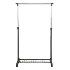 Kledingrek Op Wieltjes - Zwart/chroom - Enkel Rek