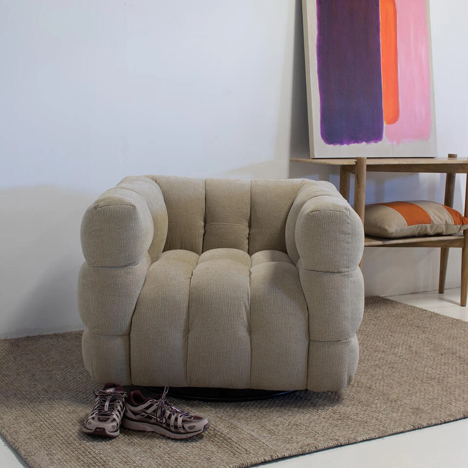 Draaifauteuil Taupe - Zithoogte 44cm - Stuva 2 Draaifauteuil Taupe - Zithoogte 44cm - Stuva - Afbeelding 2