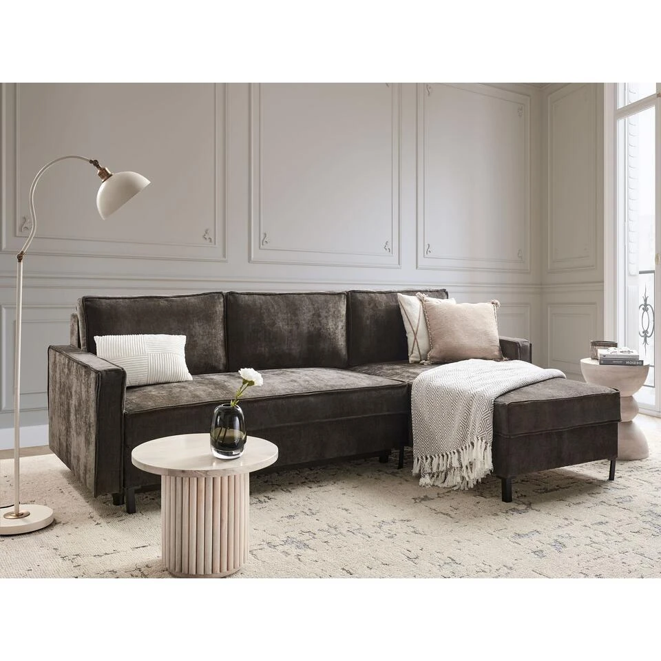 TEJN - Hoekslaapbank - Bruin - Linkszijdig - Polyester 2 TEJN - Hoekslaapbank - Bruin - Linkszijdig - Polyester - Afbeelding 2