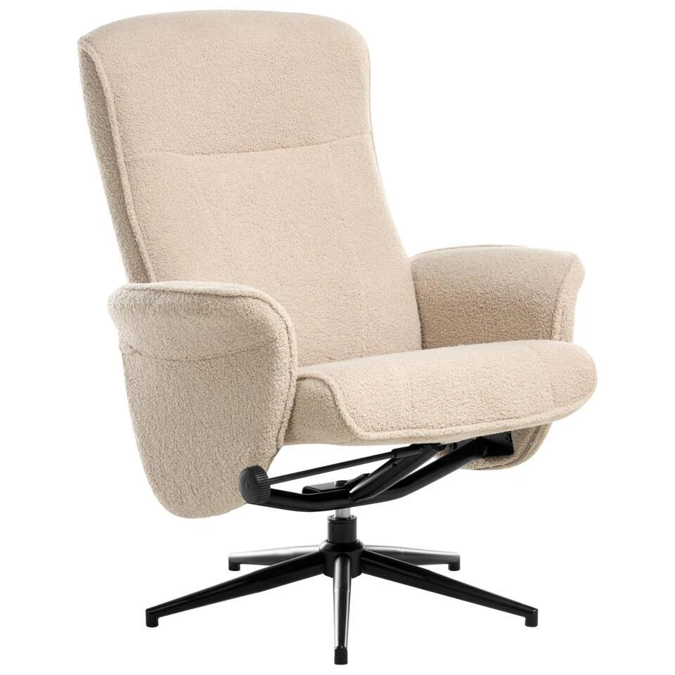 JAPET - Relaxfauteuil Met Voetenbank - Beige - Bouclé 6 JAPET - Relaxfauteuil Met Voetenbank - Beige - Bouclé - Afbeelding 6