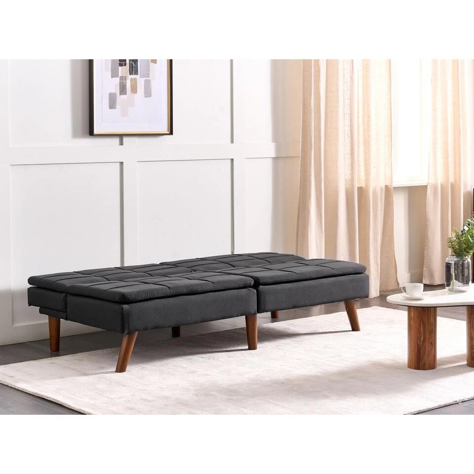 RONNE - Slaapbank 3-zits - Zwart - Polyester 4 RONNE - Slaapbank 3-zits - Zwart - Polyester - Afbeelding 4