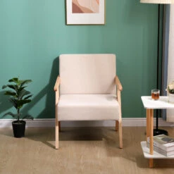 Fauteuil Van Massief Hout En Beige Stof -Leenbakker Winkel 741c83763ccb41cb9ab5193746794e3e