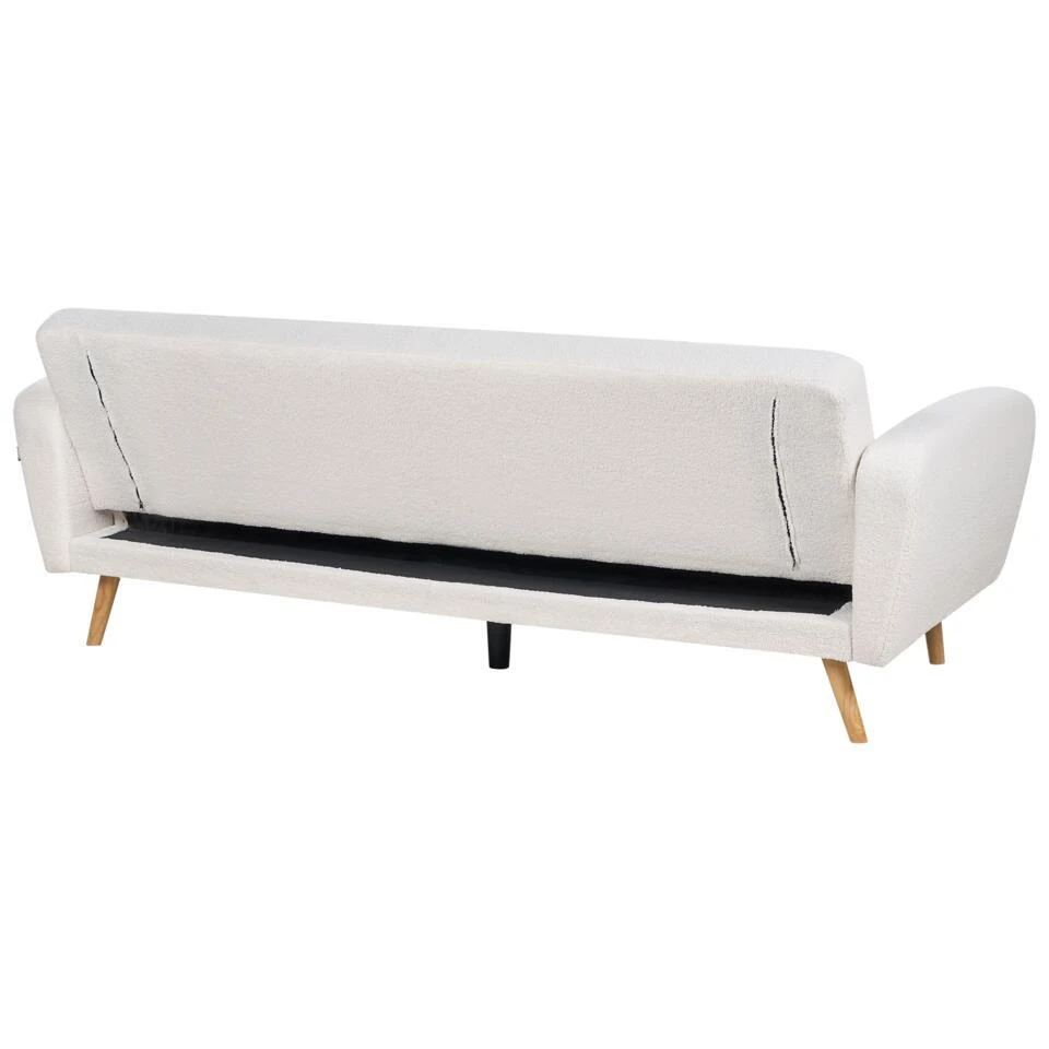 FLORLI - Slaapbank 3-zits - Wit - Bouclé 10 FLORLI - Slaapbank 3-zits - Wit - Bouclé - Afbeelding 10