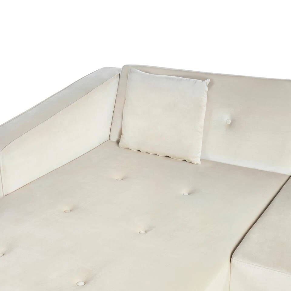 VADSO - Hoekslaapbank - Lichtbeige - Rechterzijde - Fluweel 8 VADSO - Hoekslaapbank - Lichtbeige - Rechterzijde - Fluweel - Afbeelding 8