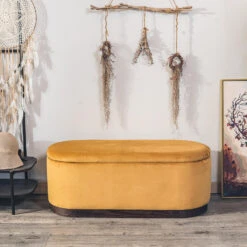 Bank Met Opbergruimte En Mosterdgeel Fluweel -Leenbakker Winkel 7a9baaeb8401481e9405bbfa292414b7