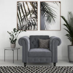 Felix - Fauteuil Chesterfield In Antraciet Fluweel -Leenbakker Winkel 7bac488e2f344b9ea0f169a8106d1142