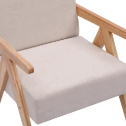 Fauteuil Van Massief Hout En Beige Stof -Leenbakker Winkel 7bc003c89bb447899319a5c8f92e4015