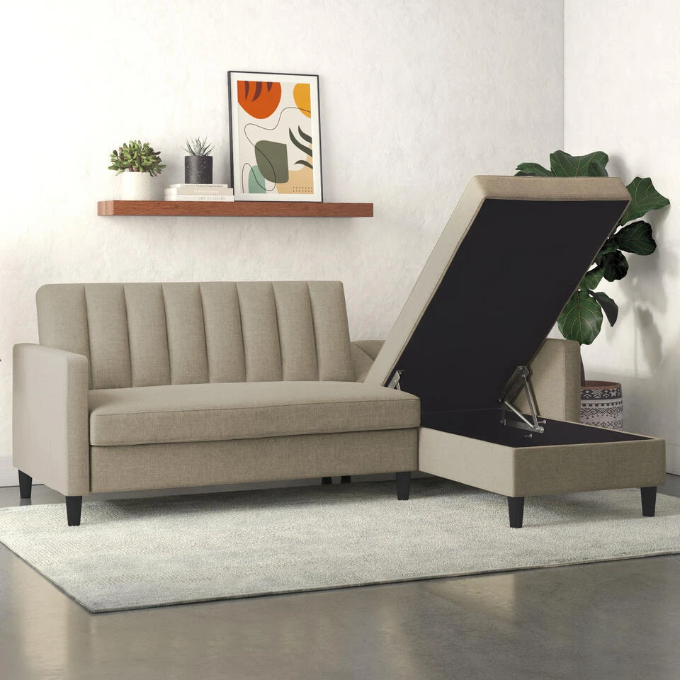 Celine - 3-zits Hoekslaapbank In Cappuccino Stof 3 Celine - 3-zits Hoekslaapbank In Cappuccino Stof - Afbeelding 3