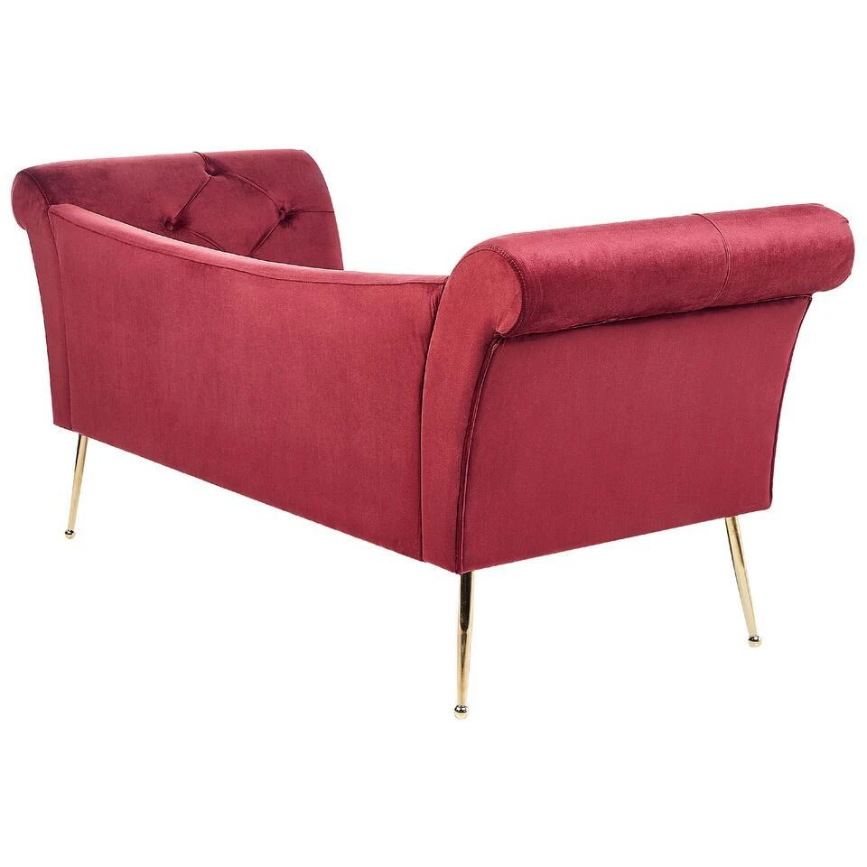 NANTILLY - Chaise Longue - Rood - Fluweel 5 NANTILLY - Chaise Longue - Rood - Fluweel - Afbeelding 5