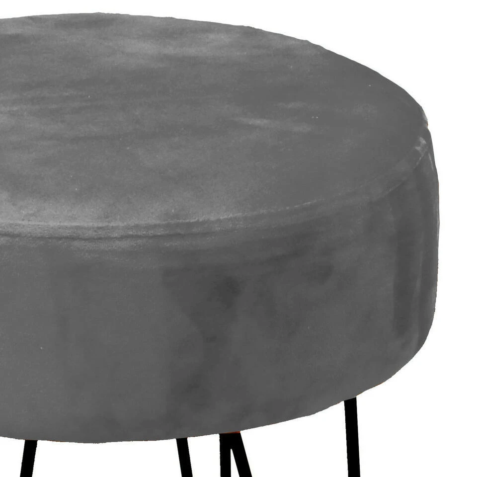 Unique Living Kruk Davy - Velvet - Grijs - Metaal/stof - 35x40 Cm 2 Unique Living Kruk Davy - Velvet - Grijs - Metaal/stof - 35x40 Cm - Afbeelding 2