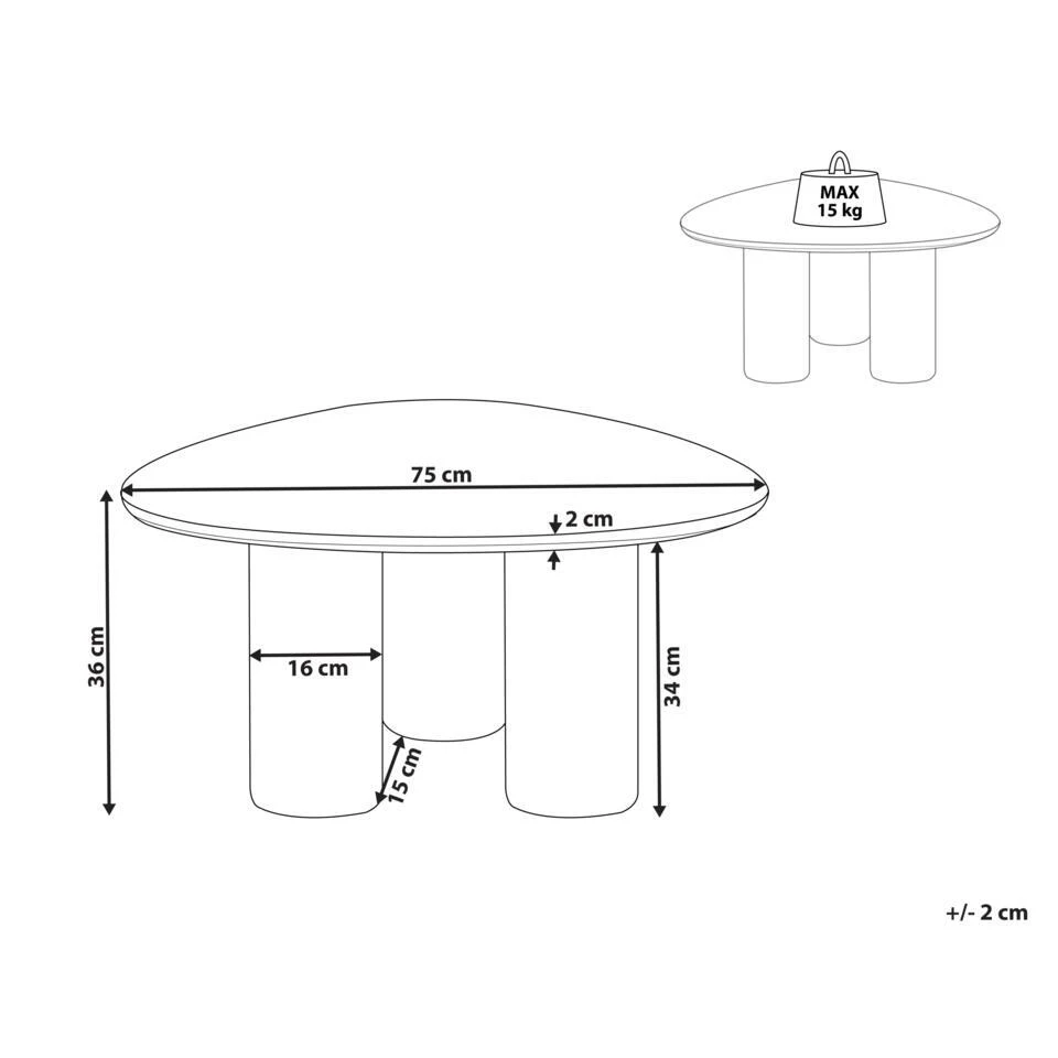 DACOMA - Salontafel - Zwart - MDF 4 DACOMA - Salontafel - Zwart - MDF - Afbeelding 4