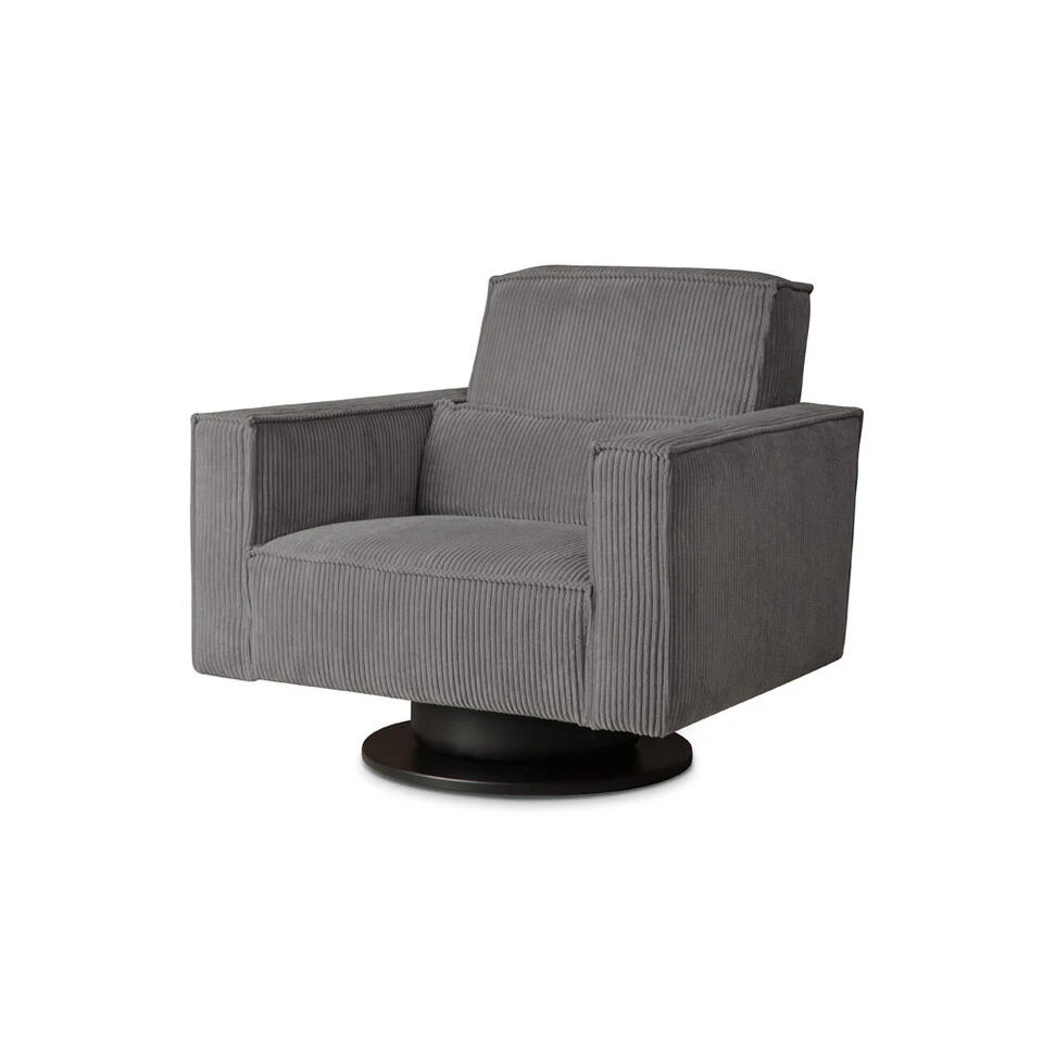 Draaifauteuil Stuttgart Met Armleuning - Ribcord - Antraciet 2 Draaifauteuil Stuttgart Met Armleuning - Ribcord - Antraciet - Afbeelding 2