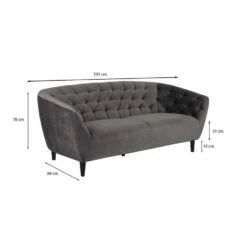 Bank Thyrza 3-zits - Fluweel - Donkergrijs -Leenbakker Winkel 81019460 6900